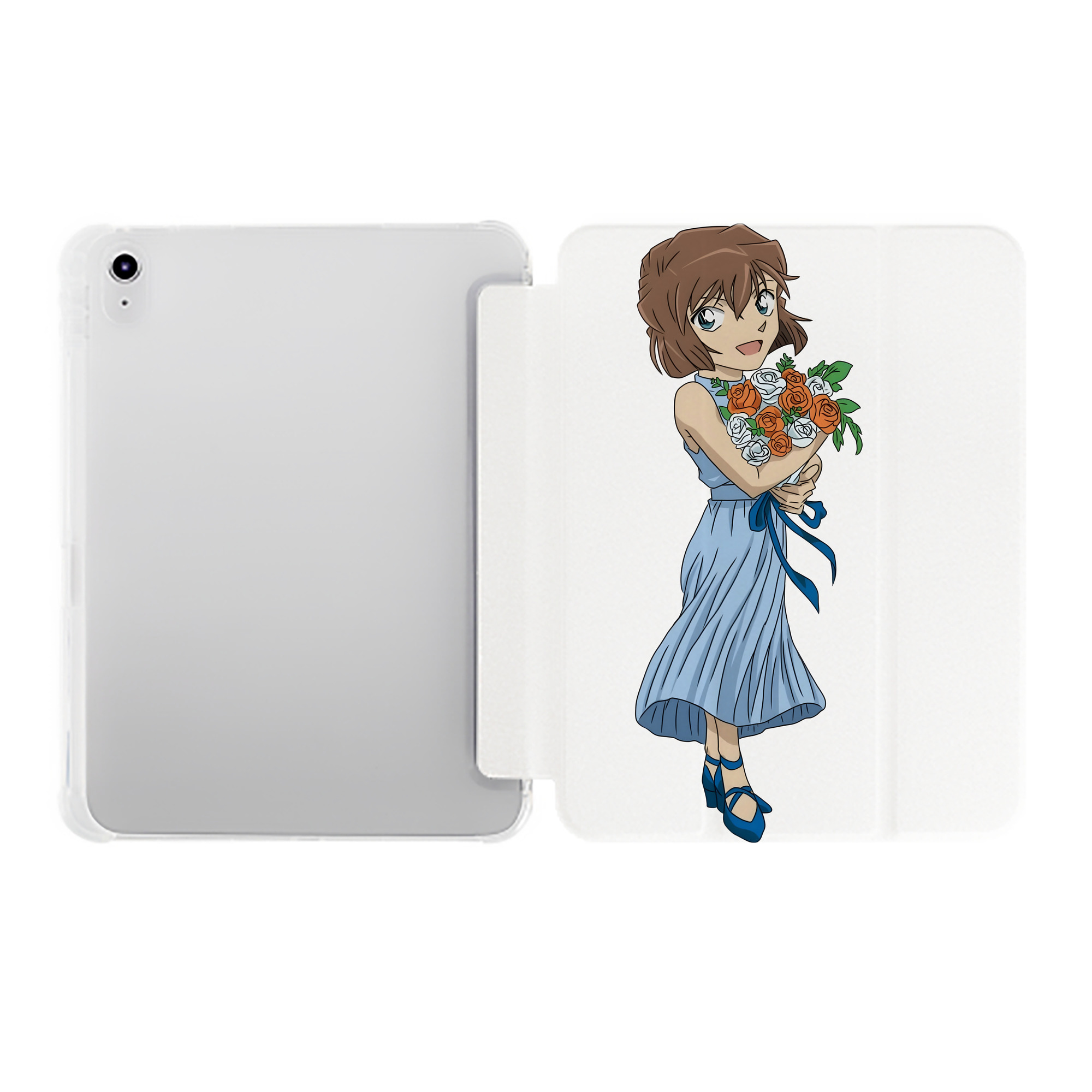 （画像用） 名探偵コナン 灰原 哀 はいばら あい Detective Conan Anita Hailey、Vi Graythorn Haibara Ai IPad ケース ペン収納付き 三つ折りスタンド PUレザー×シリコン 対応機種9.5/10.5/10.9インチ